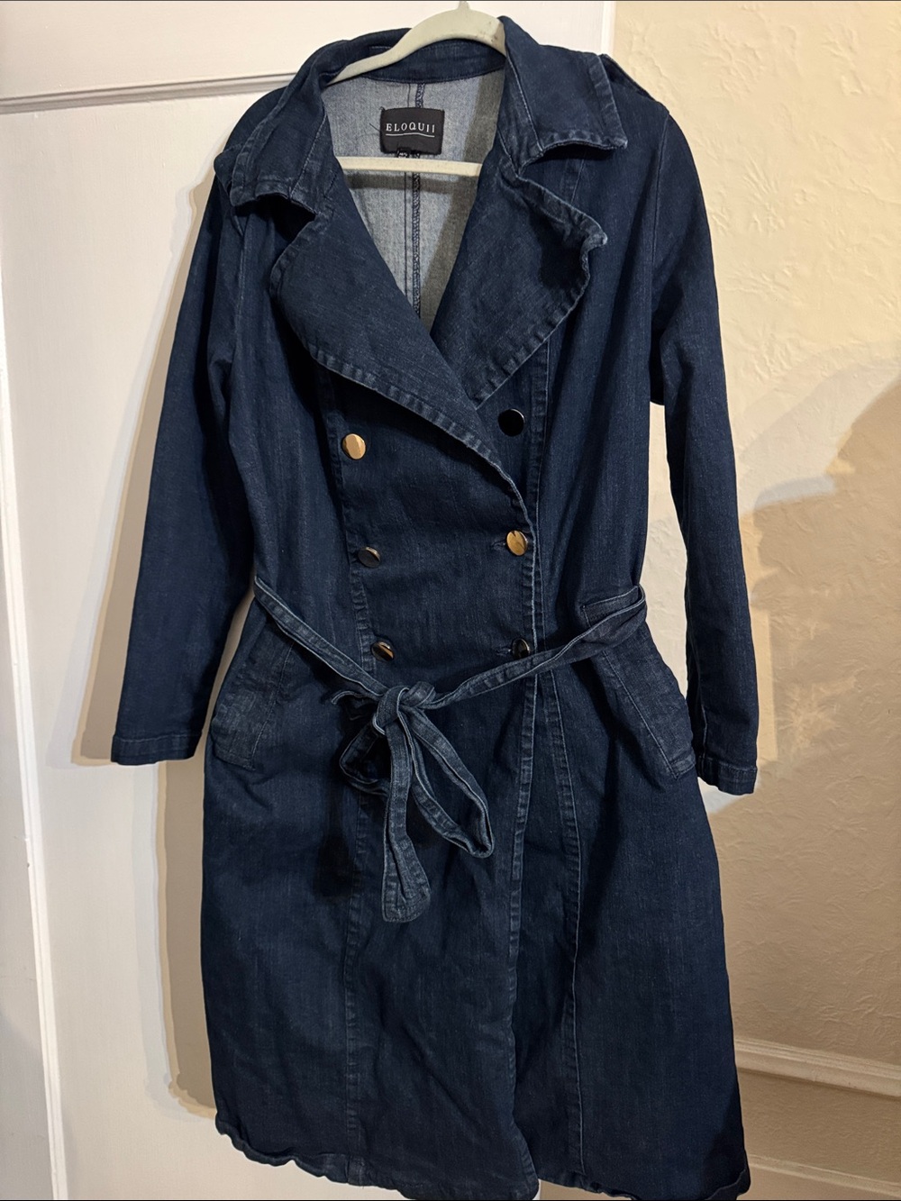 Eloquii Double Breasted Denim Trench Coat Wm’s 14/16